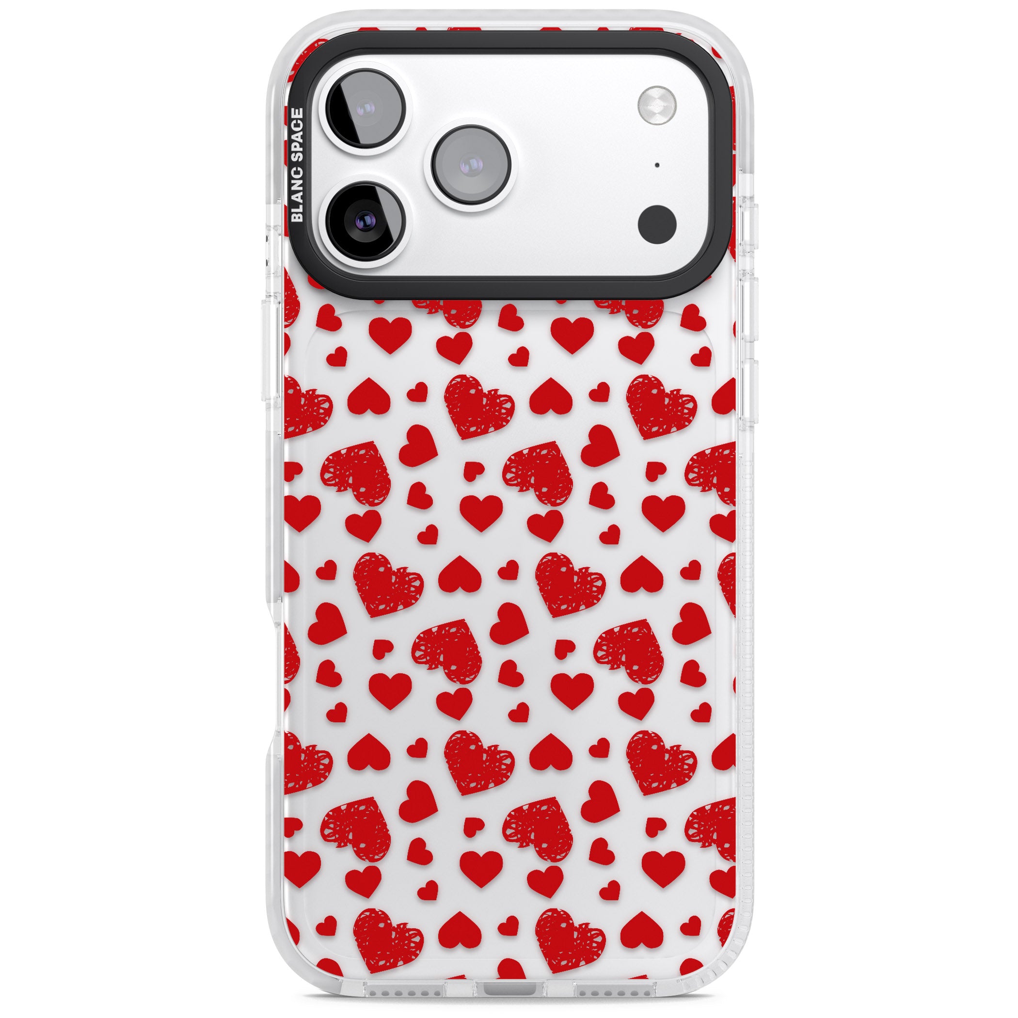 Red Heart Pattern Classic iPhone 17 Pro Impact Clear Phone Case
