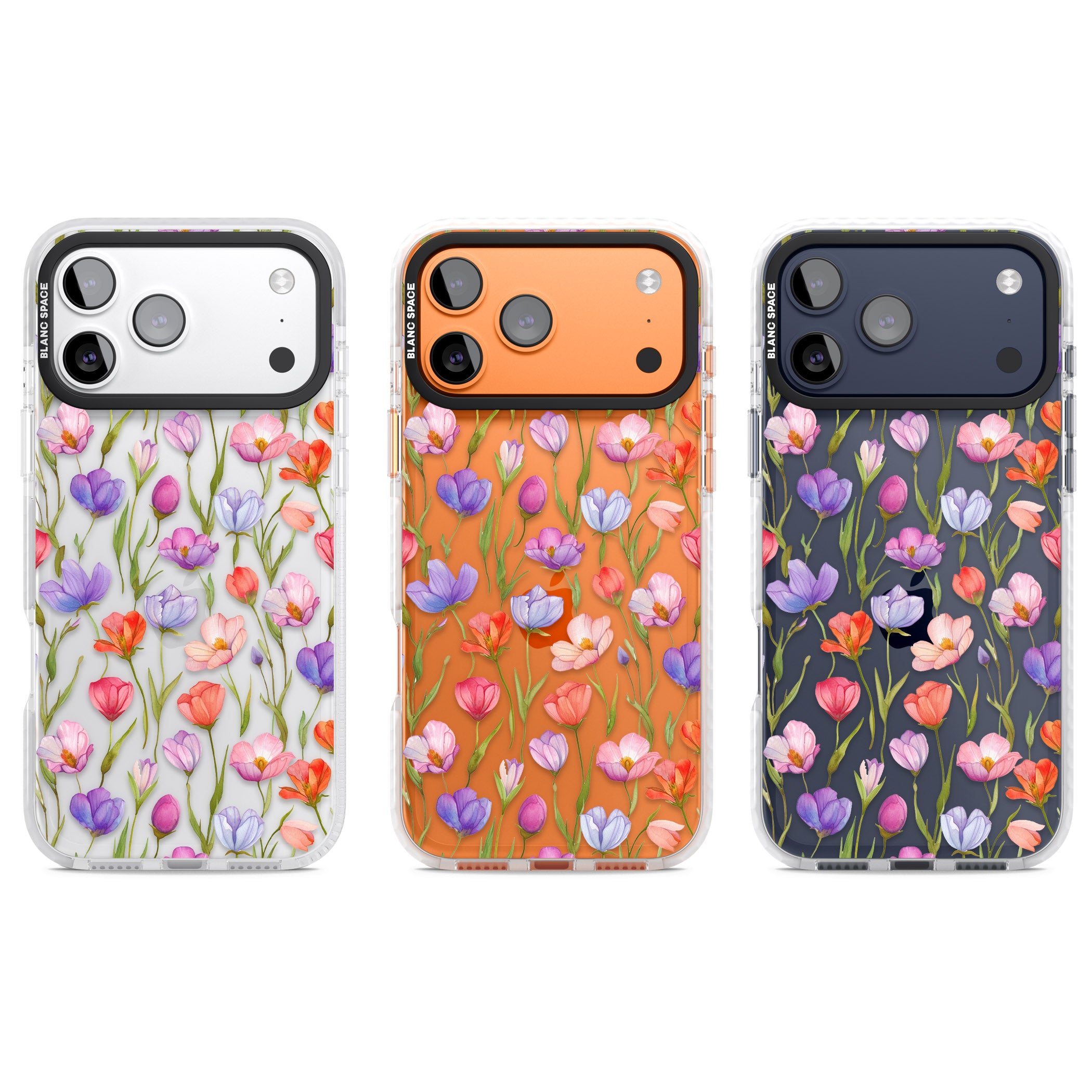 Red, Pink & Purple Flowers iPhone 17 Pro Impact Clear Phone Case APT Impact Protection