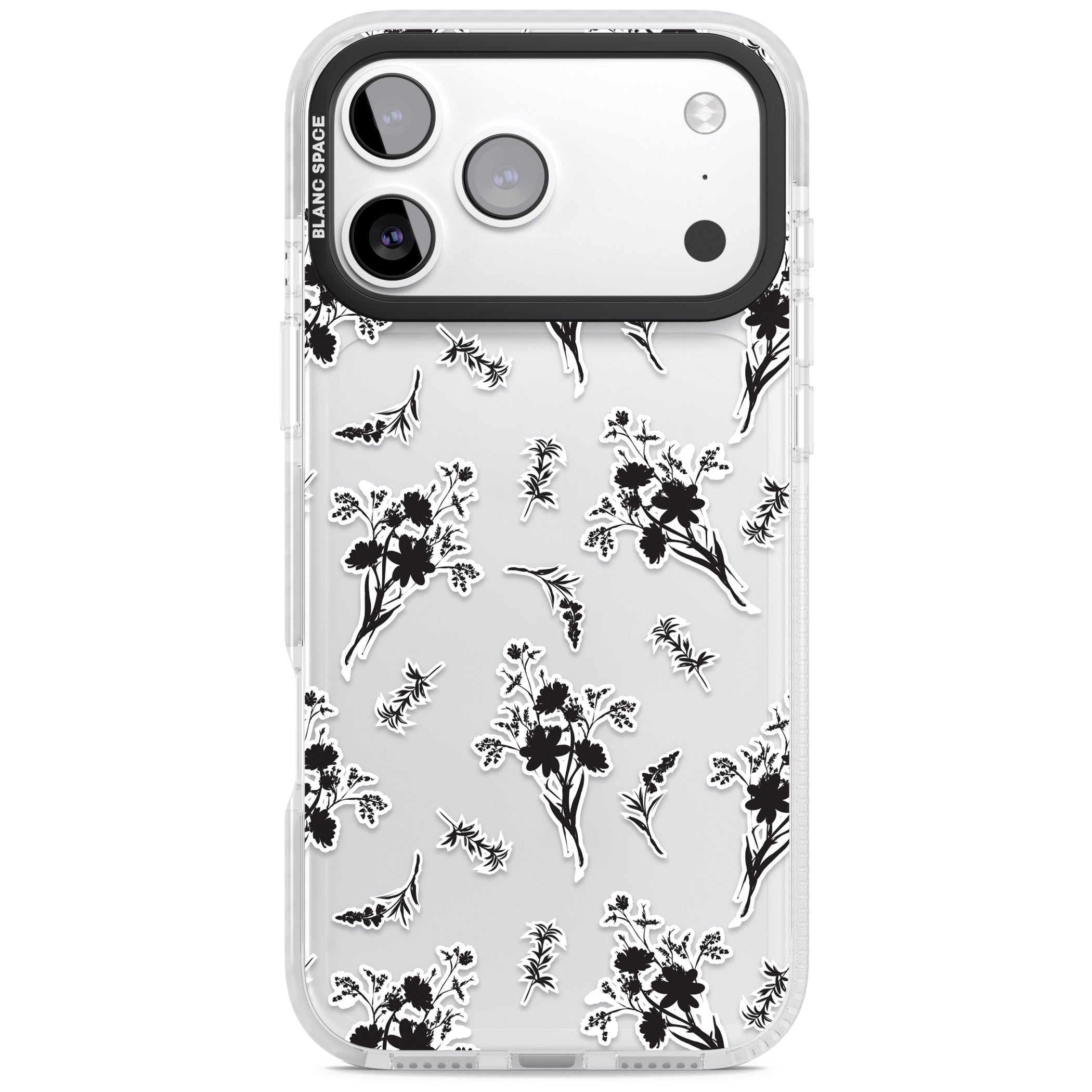 Black Sticker Wildflowers iPhone 17 Pro Impact Clear Phone Case