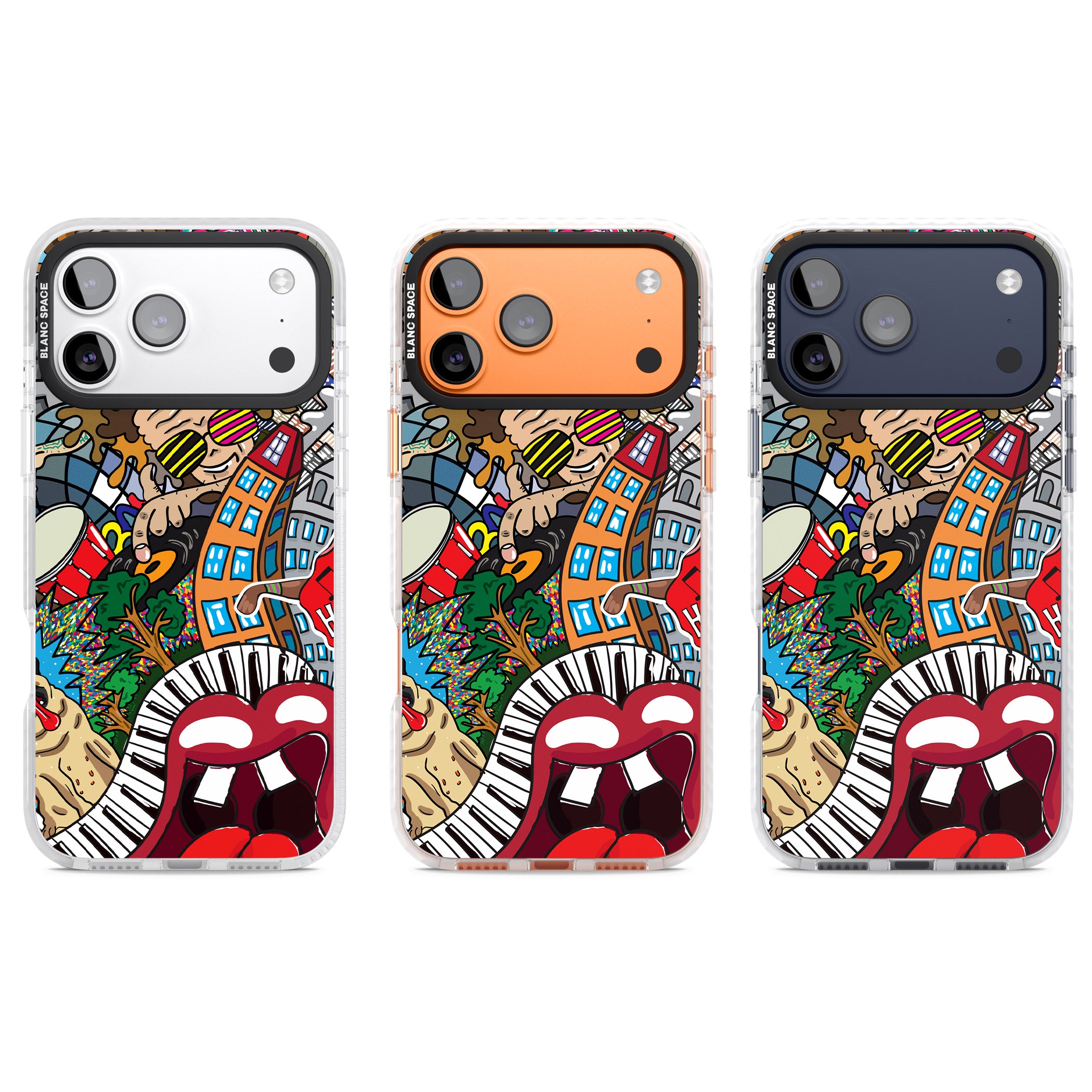 Funky Music City iPhone 17 Pro Impact Clear Phone Case APT Impact Protection