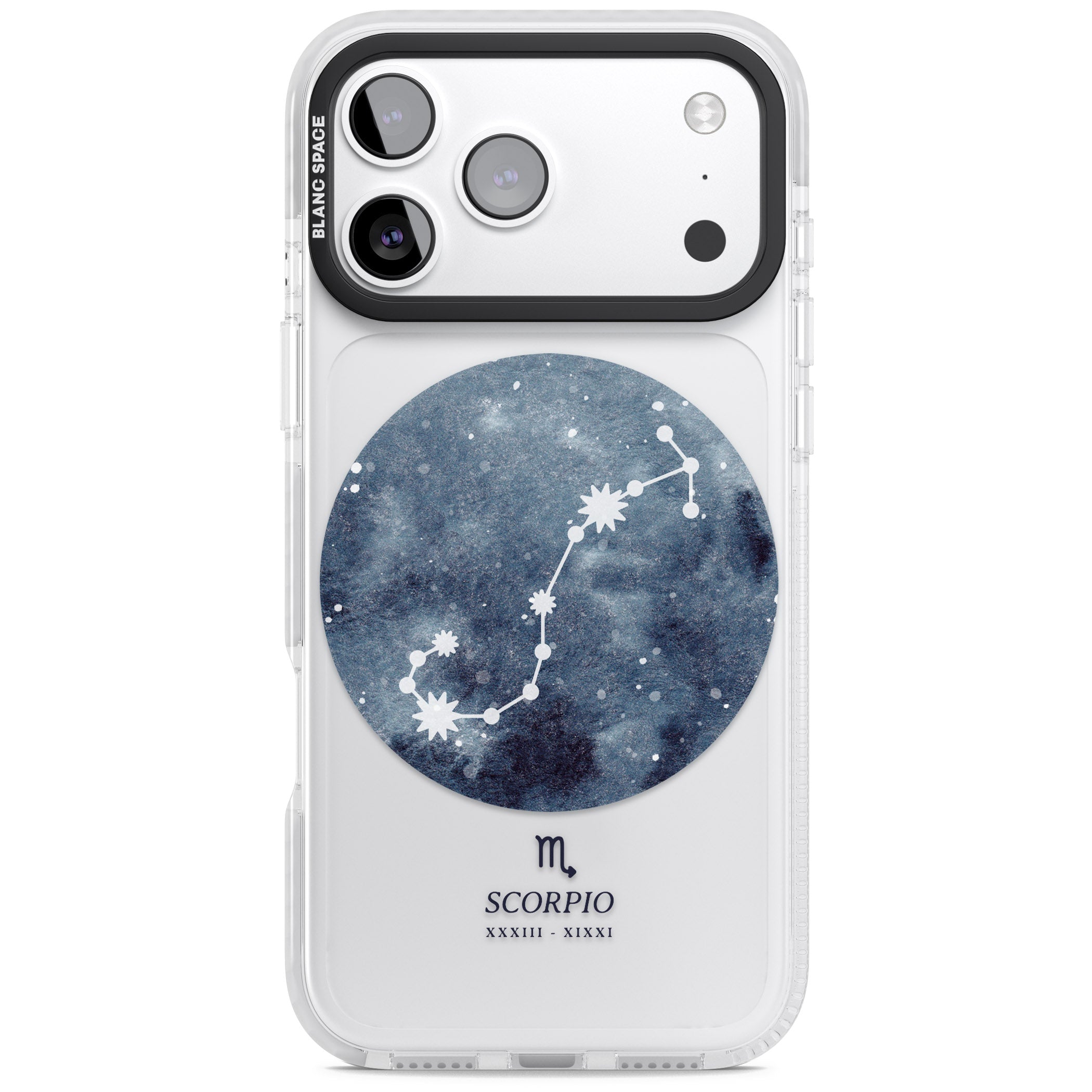 Scorpio Zodiac Blue iPhone 17 Pro Impact Clear Phone Case