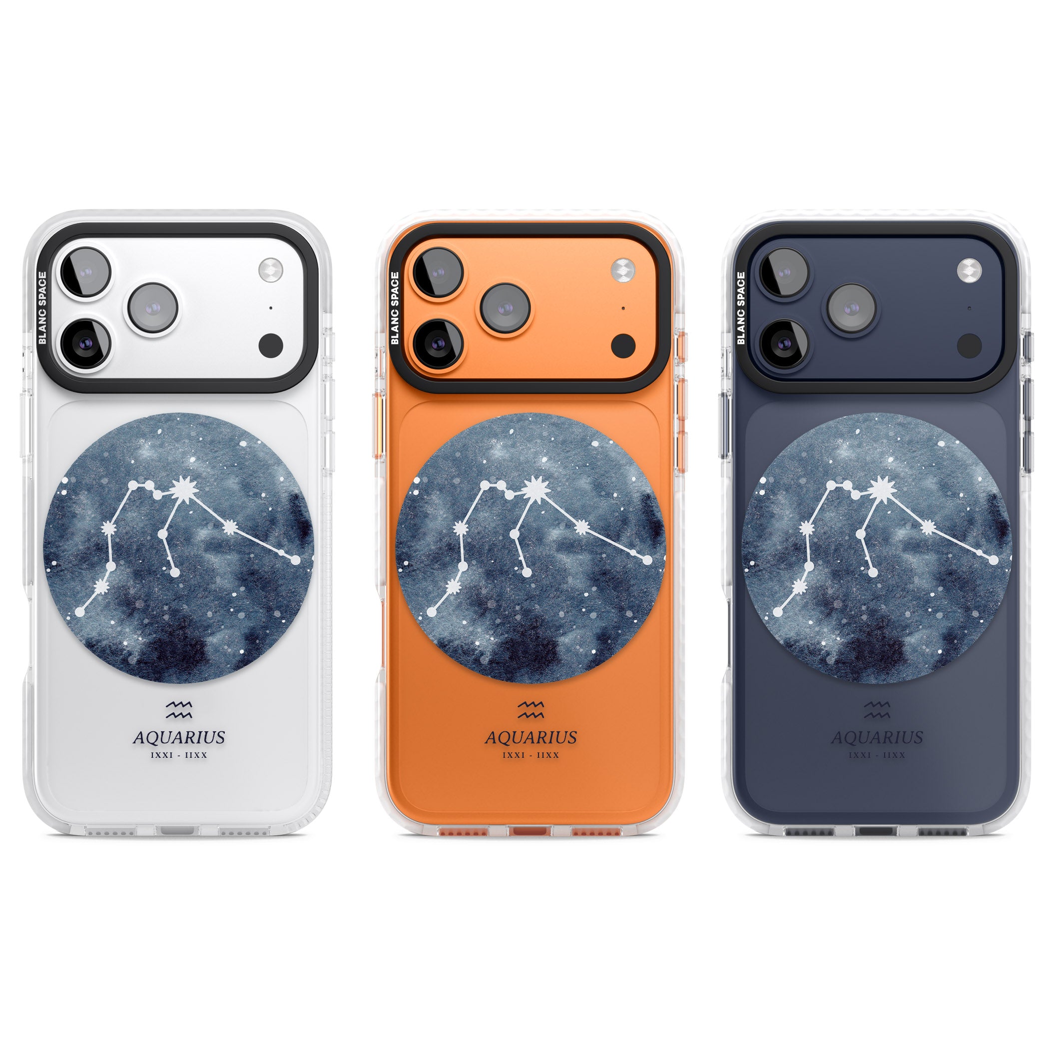 Aquarius Zodiac Blue iPhone 17 Pro Impact Clear Phone Case APT Impact Protection