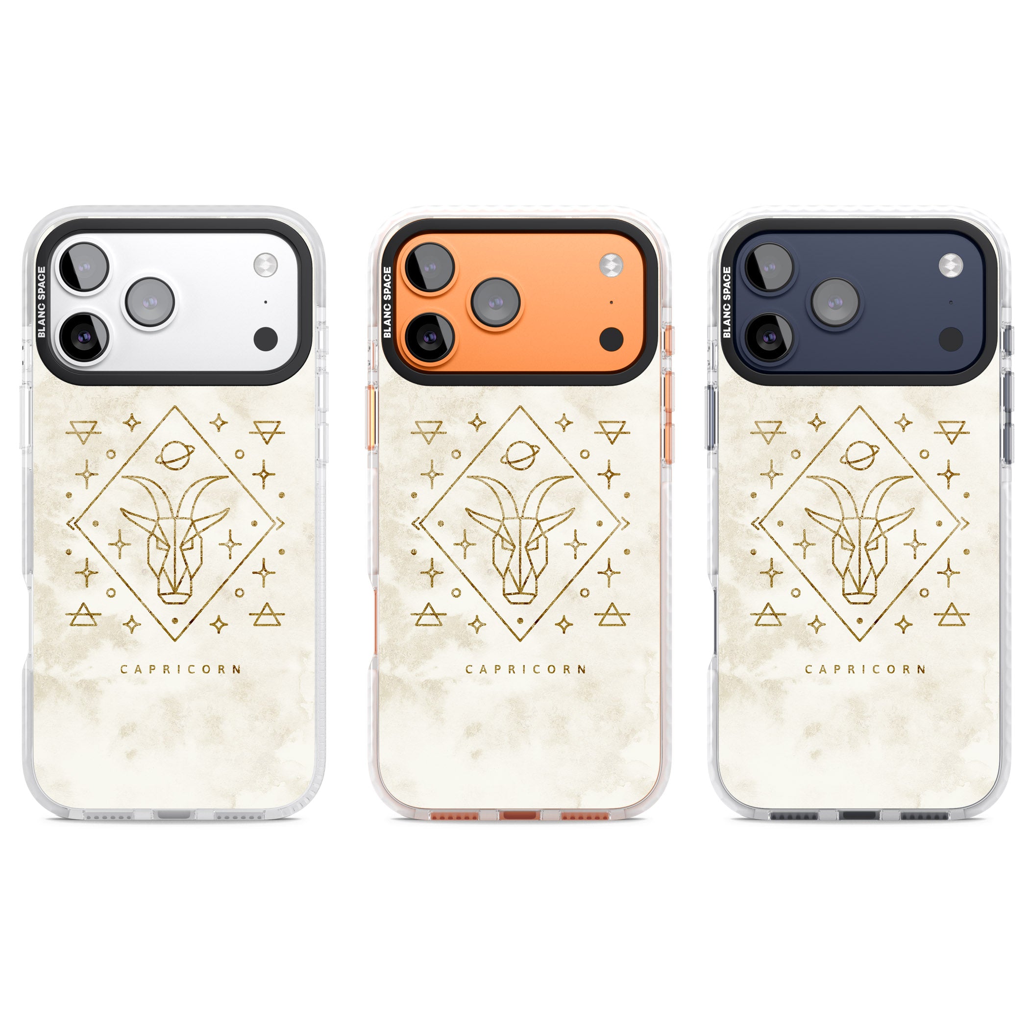 Capricorn Gold Zodiac Design iPhone 17 Pro Impact Clear Phone Case APT Impact Protection