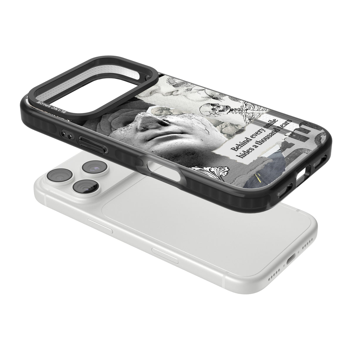Behind Every Smile iPhone 18 Pro Impact Black Phone Case angled