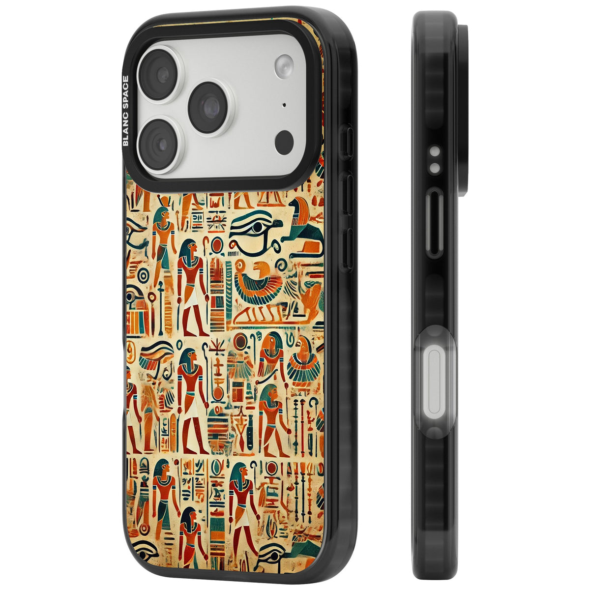 Egyptian Heiroglyphics iPhone 18 Pro Impact Black Phone Case side
