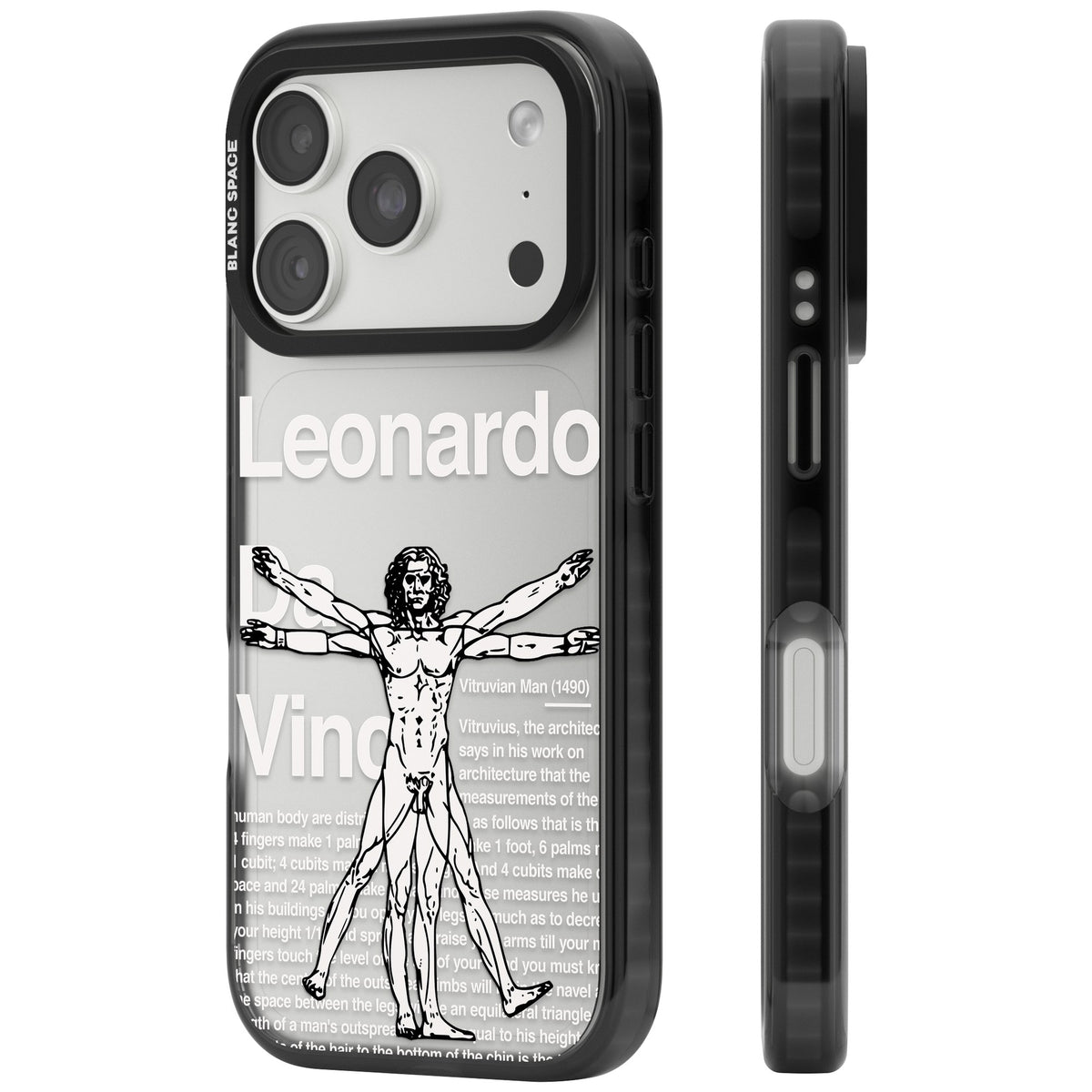 Vitruvian Man iPhone 18 Pro Impact Black Phone Case side