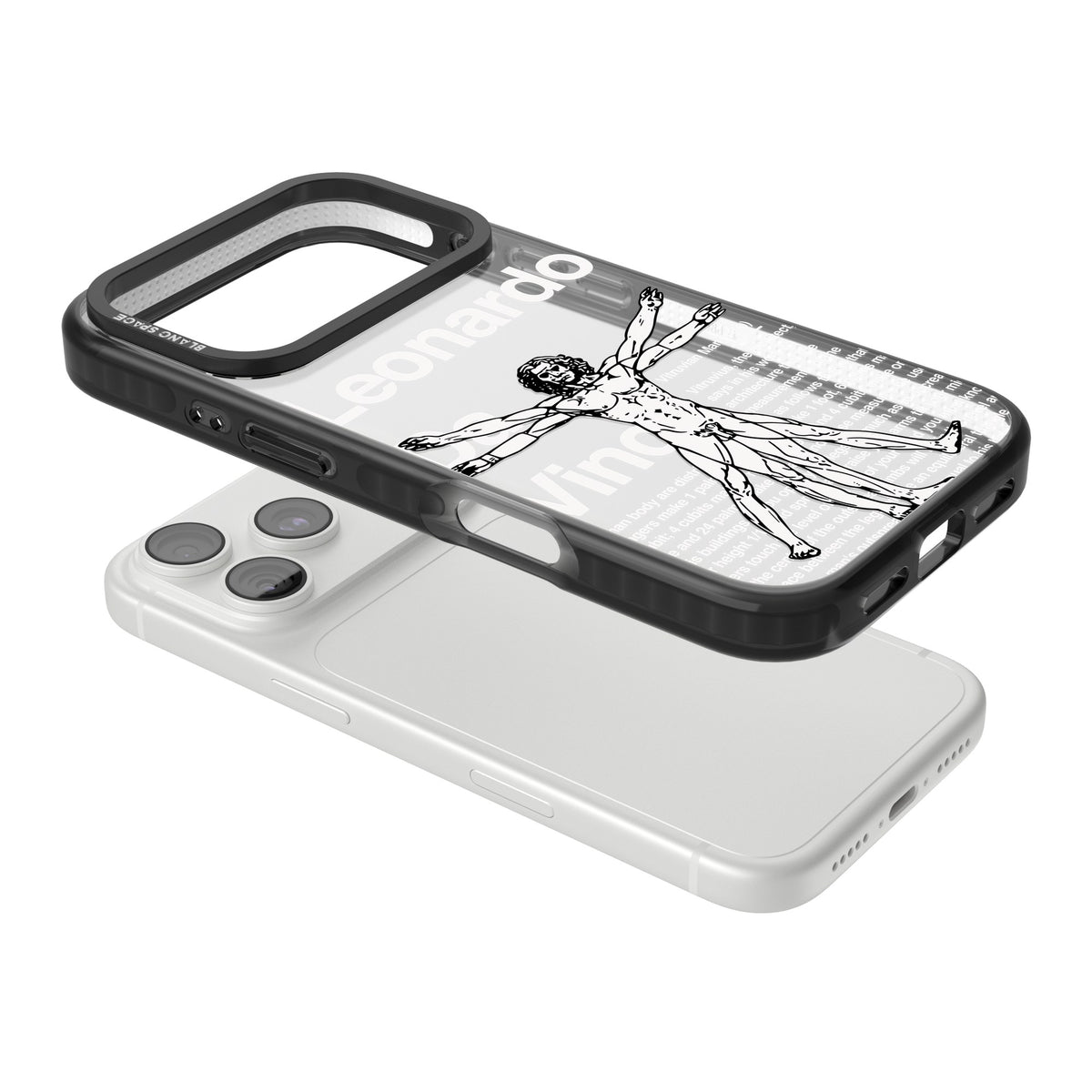 Vitruvian Man iPhone 18 Pro Impact Black Phone Case angled