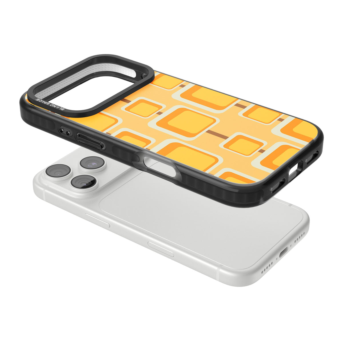 Sunny Mid Century Squares iPhone 18 Pro Impact Black Phone Case angled