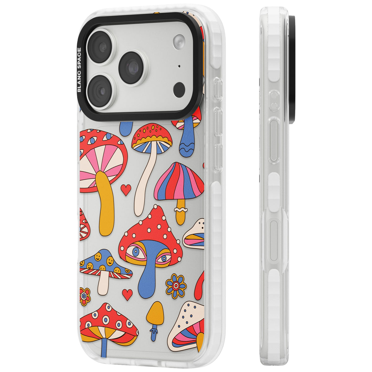 Vibrant Shrooms iPhone 18 Pro Impact Clear Phone Case side