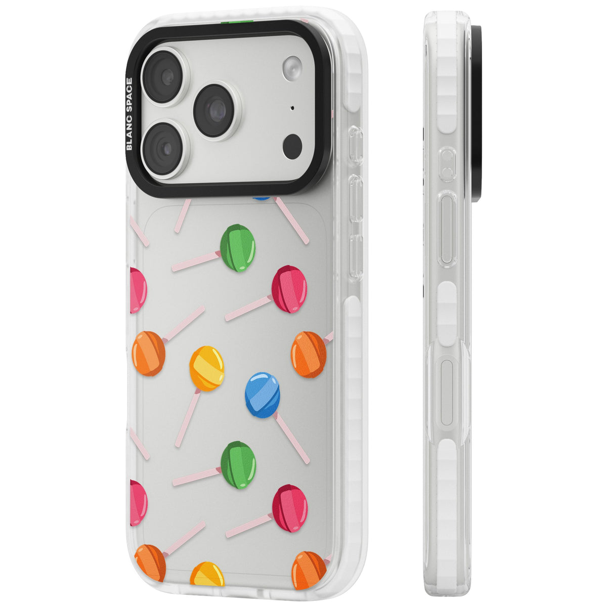 Lollipop Pattern iPhone 18 Pro Impact Clear Phone Case side