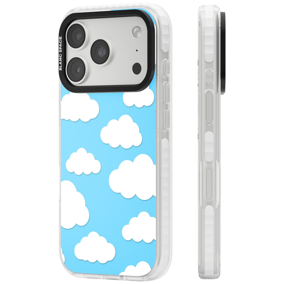 Blue Sky & Clouds Pattern iPhone 18 Pro Impact Clear Phone Case side