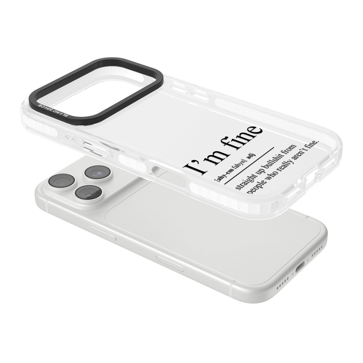 Im Fine iPhone 18 Pro Impact Clear Phone Case angled