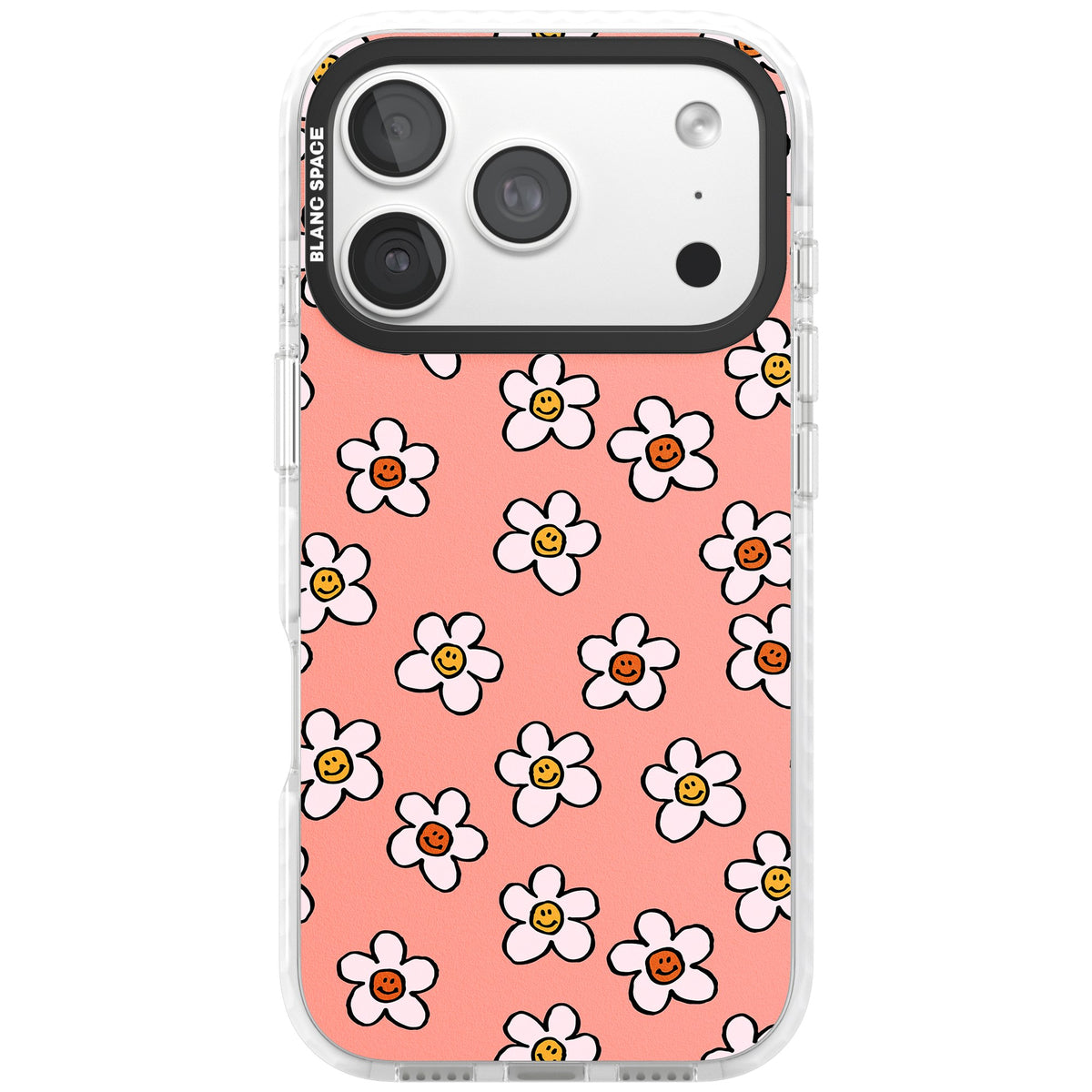 Peachy Daisy Smiles iPhone 18 Pro Impact Clear Phone Case front