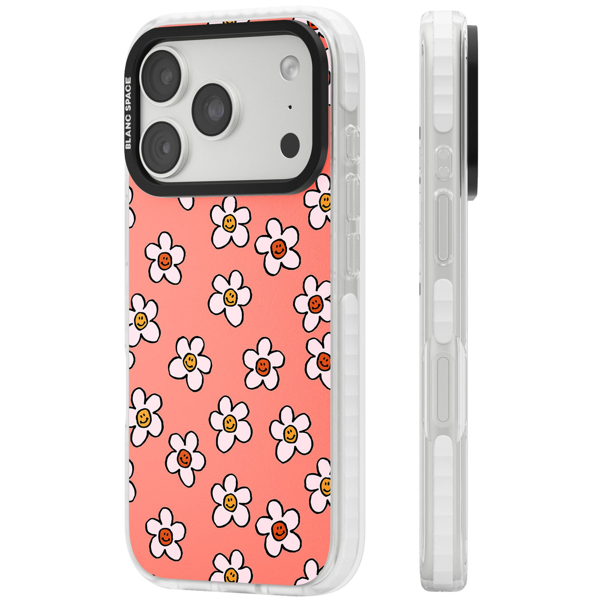 Peachy Daisy Smiles iPhone 18 Pro Impact Clear Phone Case side