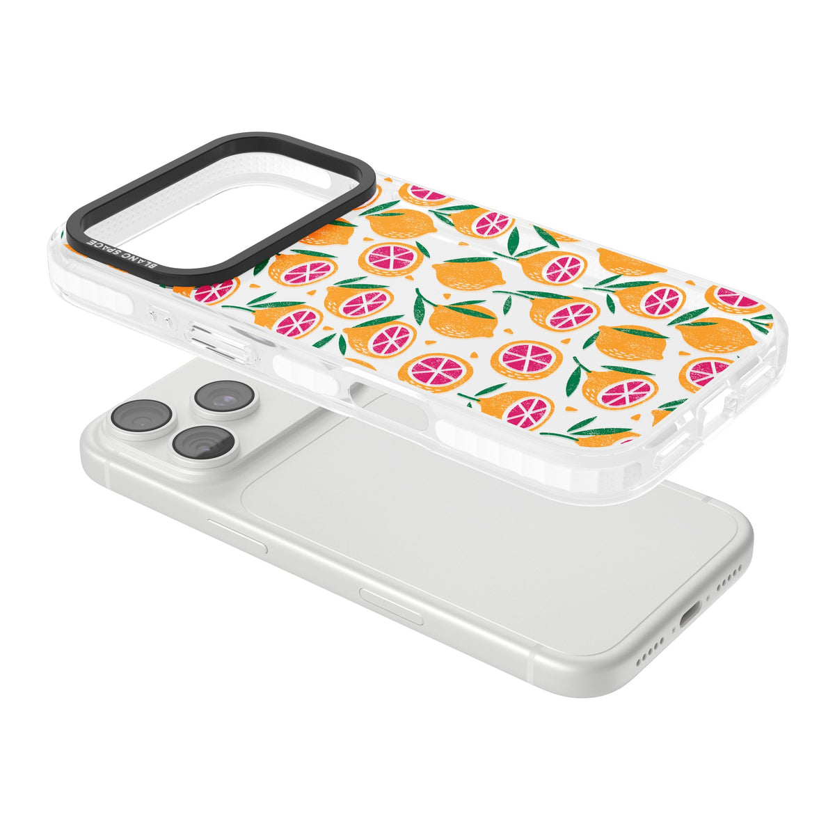 Blood Orange Fruit Pattern Transparent iPhone 18 Pro Impact Clear Phone Case angled
