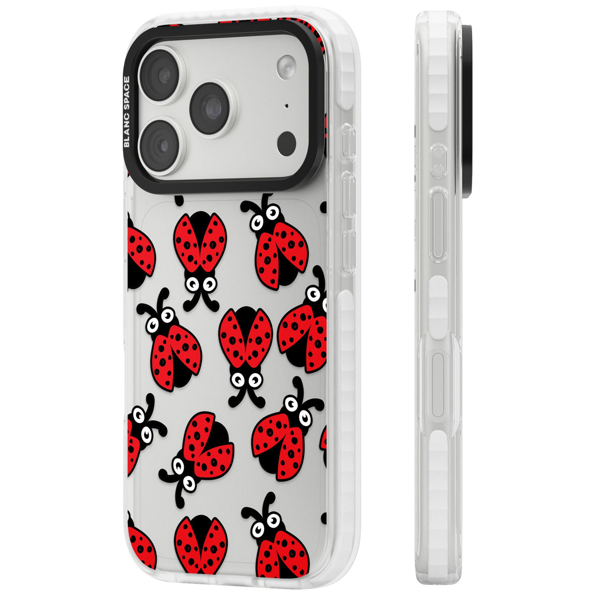 Ladybug Pattern iPhone 18 Pro Impact Clear Phone Case side