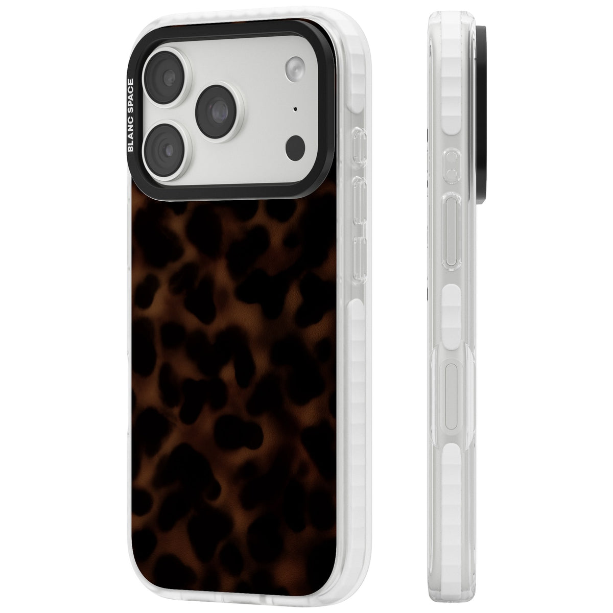 Dark Tortoise Shell old money iPhone case featuring a dark tortoiseshell pattern with amber and black animal print tones iPhone 18 Pro Impact Pro Clear Phone Case side