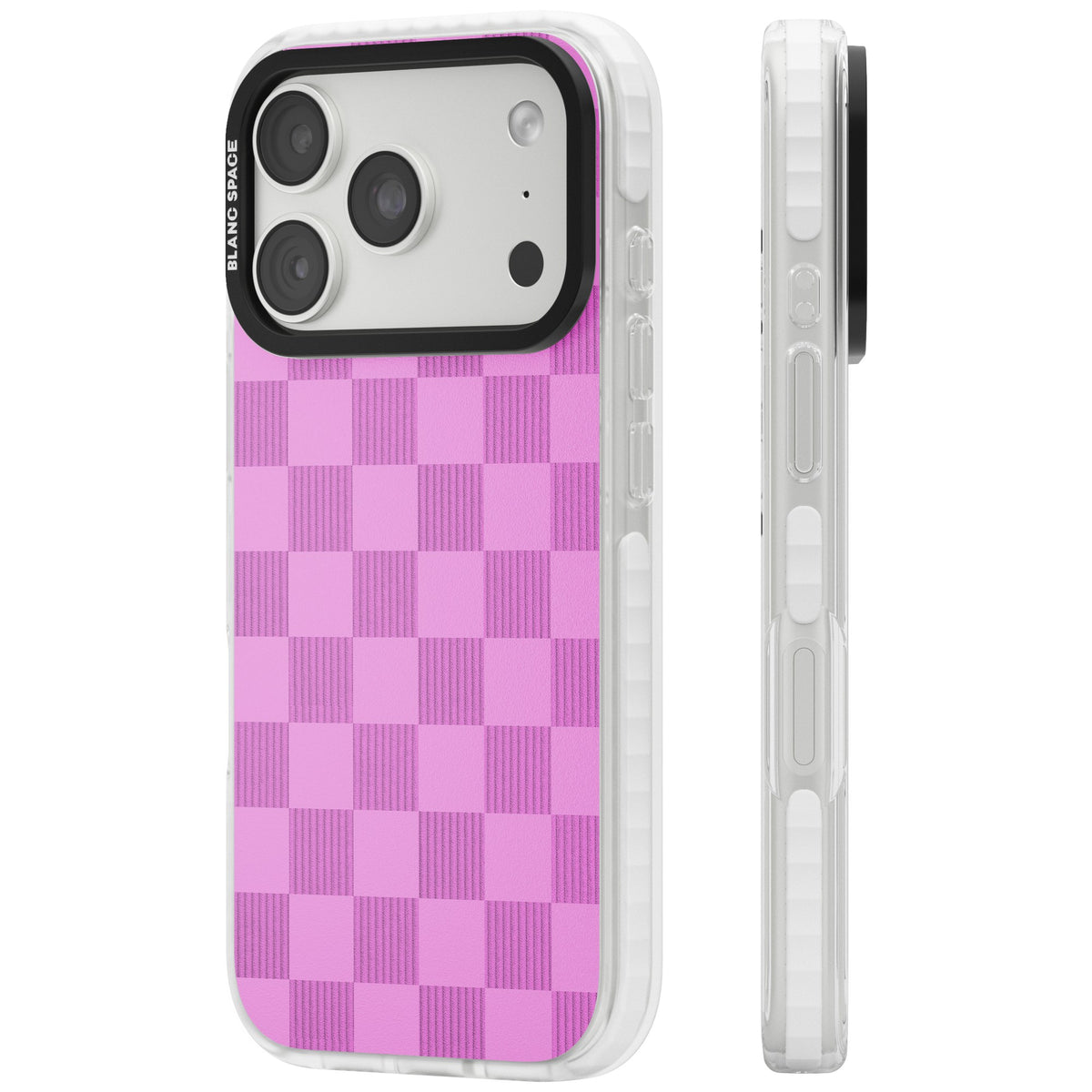 Bubblegum Checkered iPhone 18 Pro Impact Clear Phone Case side