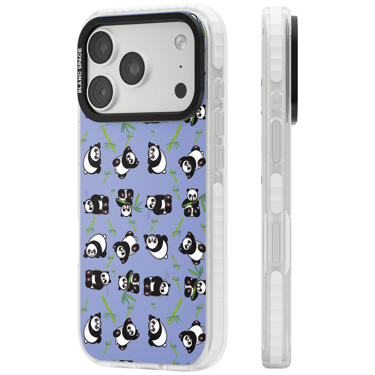 Panda Pattern iPhone 18 Pro Impact Clear Phone Case side