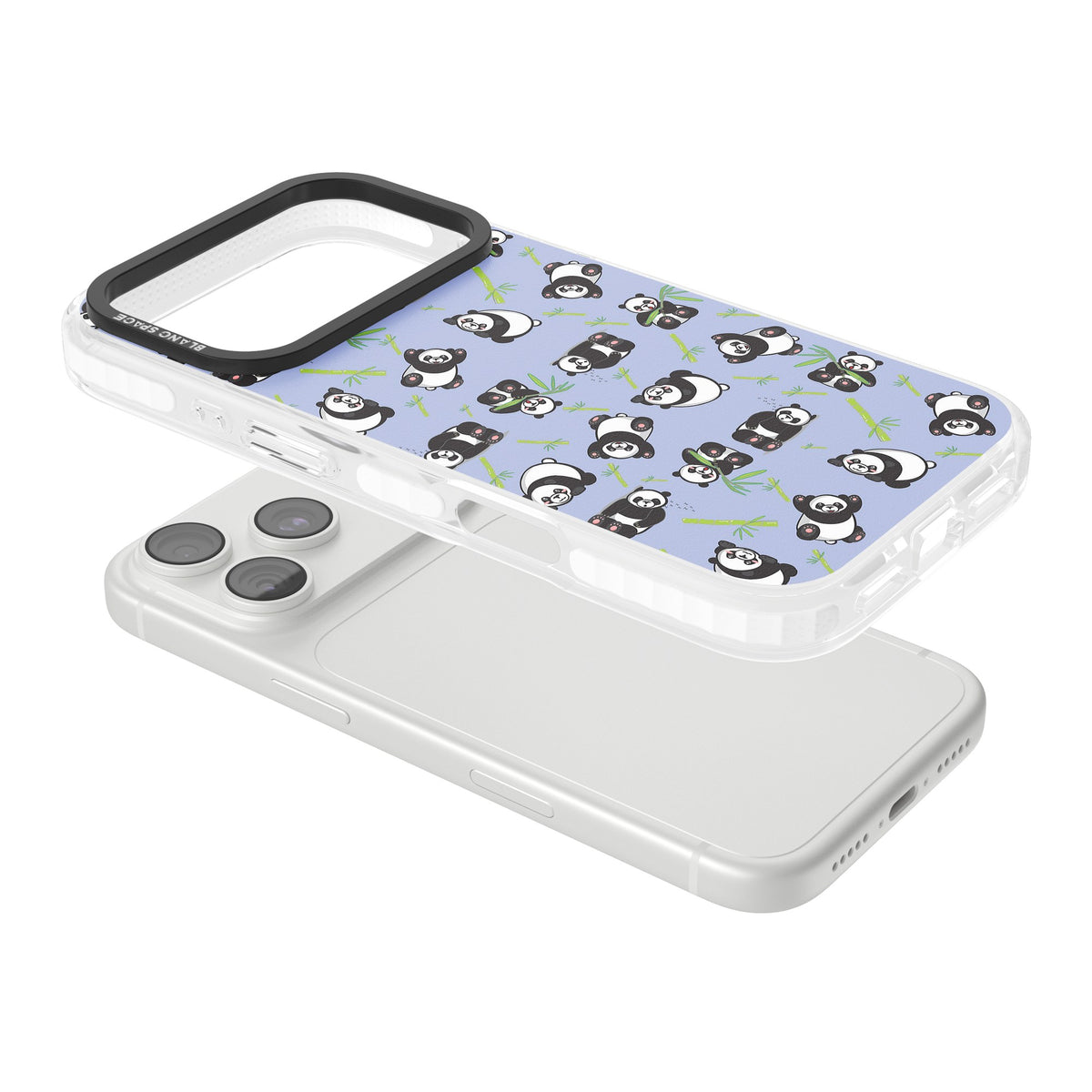 Panda Pattern iPhone 18 Pro Impact Clear Phone Case angled