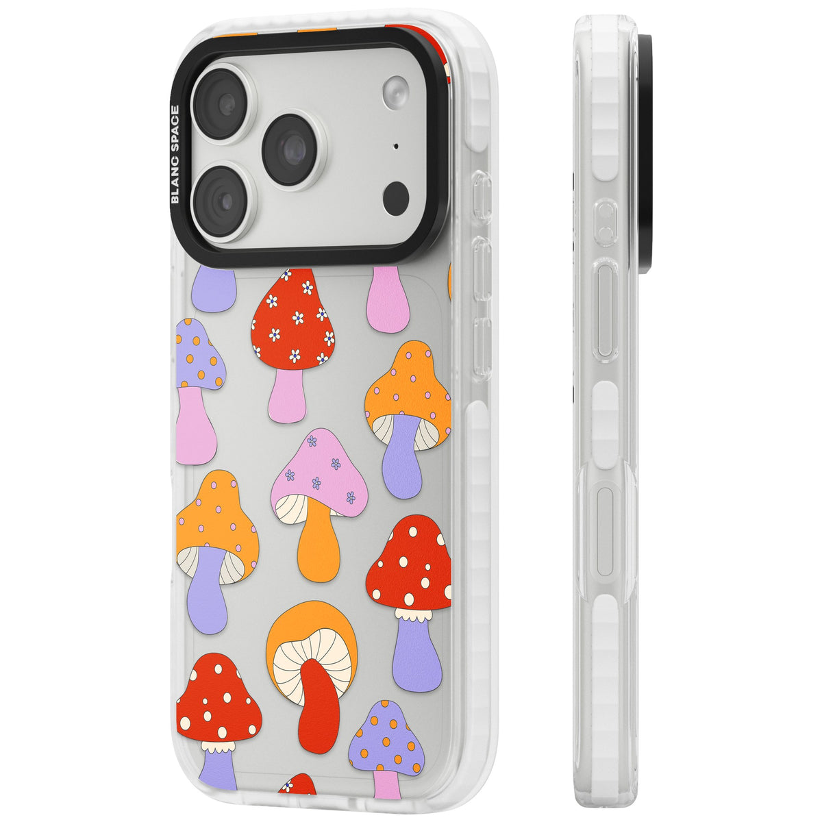 Happy Shrooms iPhone 18 Pro Impact Clear Phone Case side