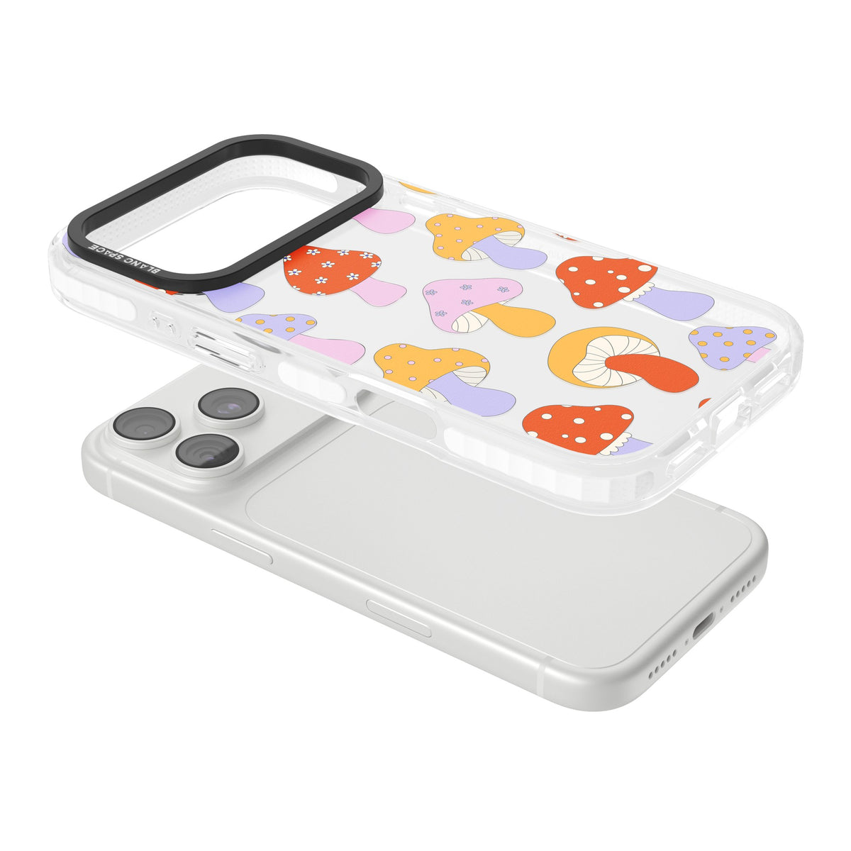 Happy Shrooms iPhone 18 Pro Impact Clear Phone Case angled