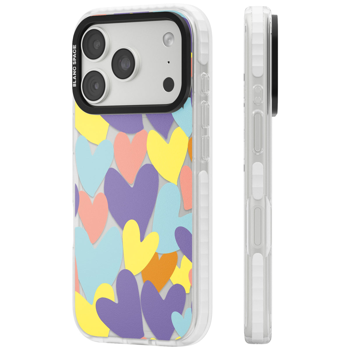 Pastel Hearts iPhone 18 Pro Impact Clear Phone Case side