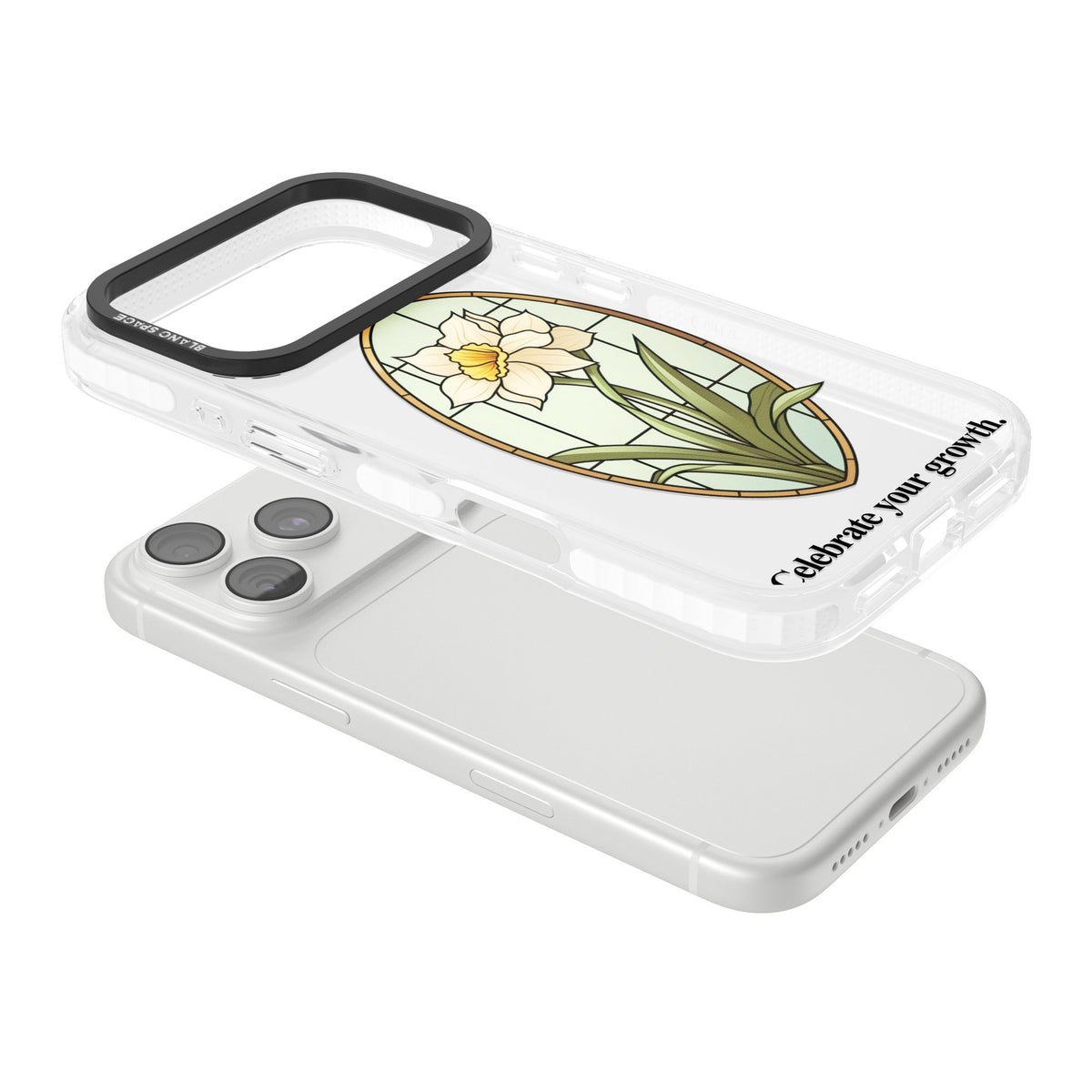 Celebrate Your Growth iPhone 18 Pro Impact Clear Phone Case angled