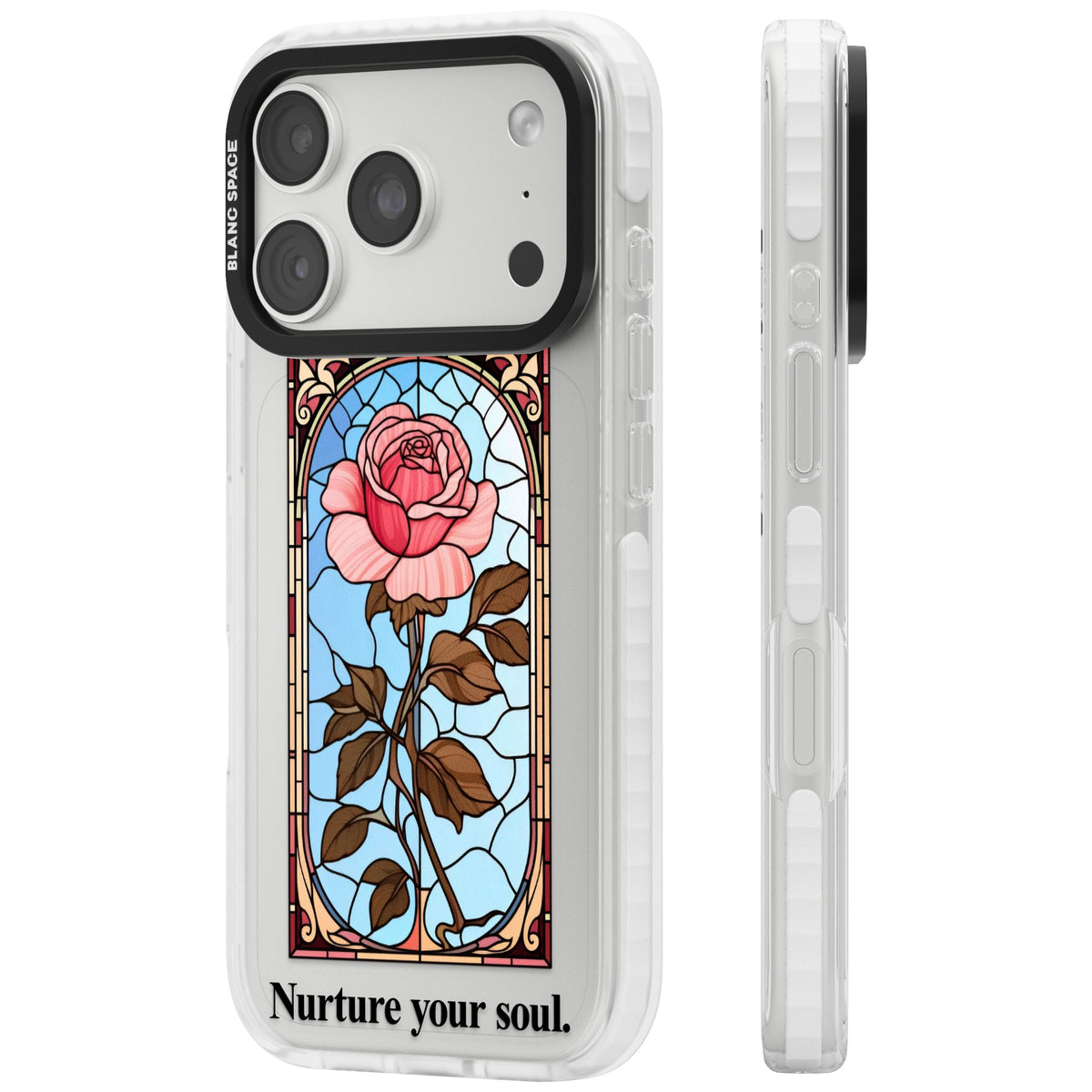Nurture Your Soul iPhone 18 Pro Impact Clear Phone Case side