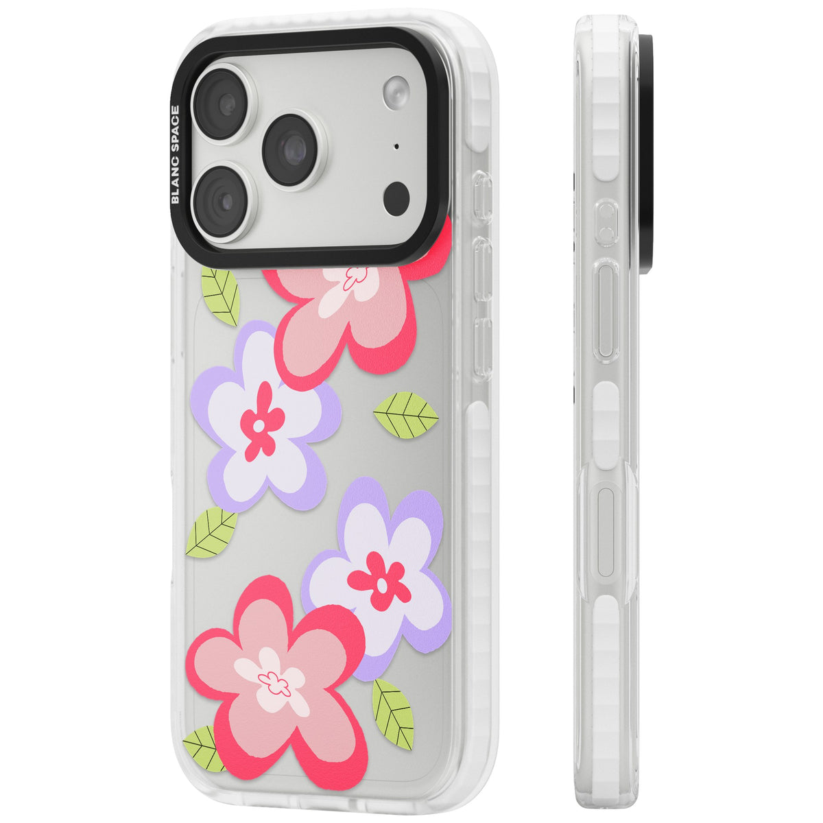 Funky Flowers iPhone 18 Pro Impact Clear Phone Case side