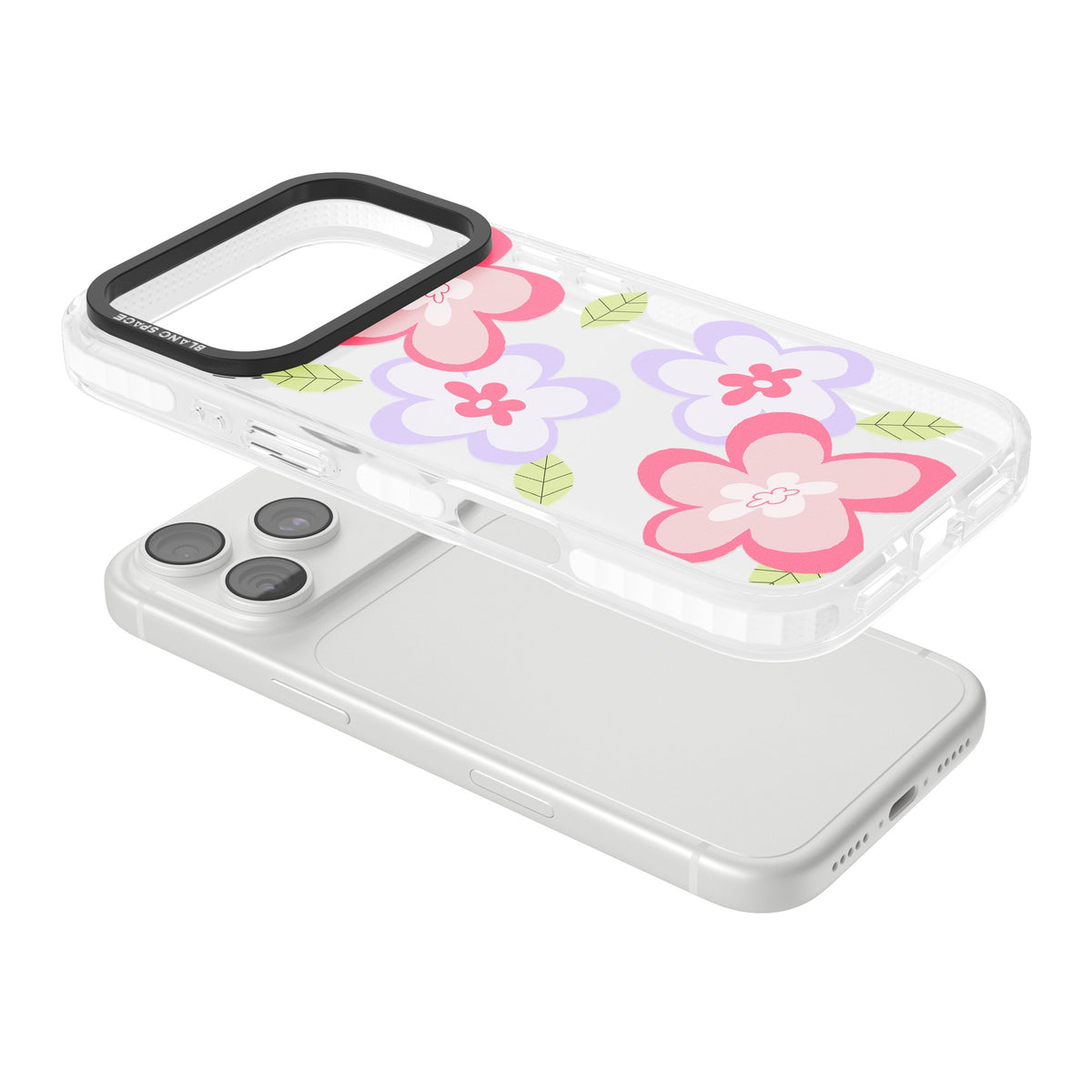 Funky Flowers iPhone 18 Pro Impact Clear Phone Case angled