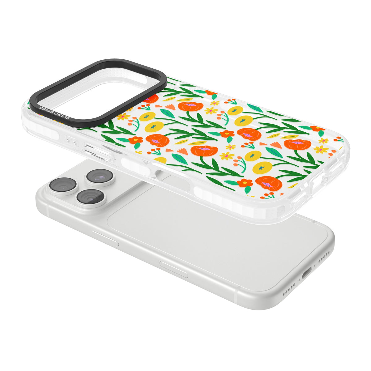 Summer Flower Fiesta iPhone 18 Pro Impact Clear Phone Case angled
