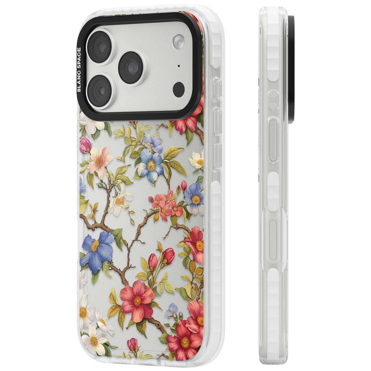 Vintage Vines & Flowers iPhone 18 Pro Impact Clear Phone Case side