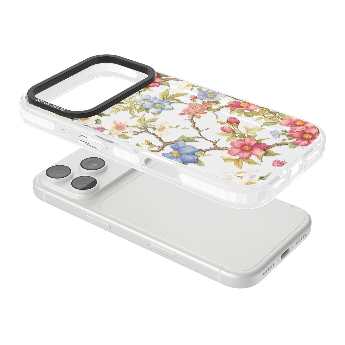 Vintage Vines & Flowers iPhone 18 Pro Impact Clear Phone Case angled