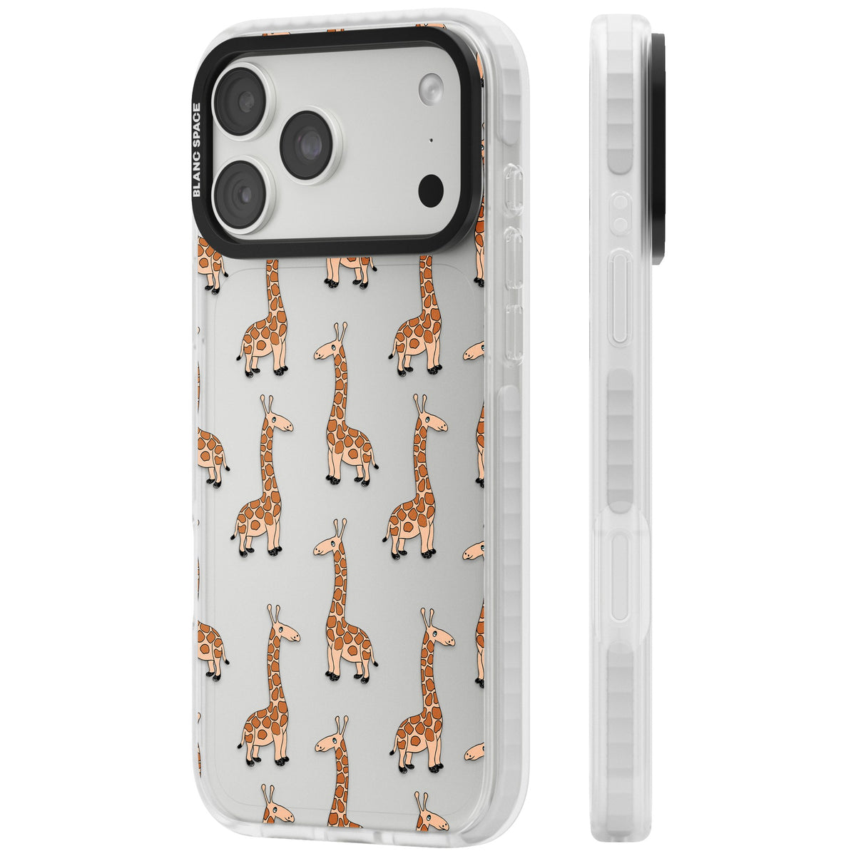 Cute Giraffe Pattern Clear iPhone 18 Pro Max Impact Clear Phone Case side