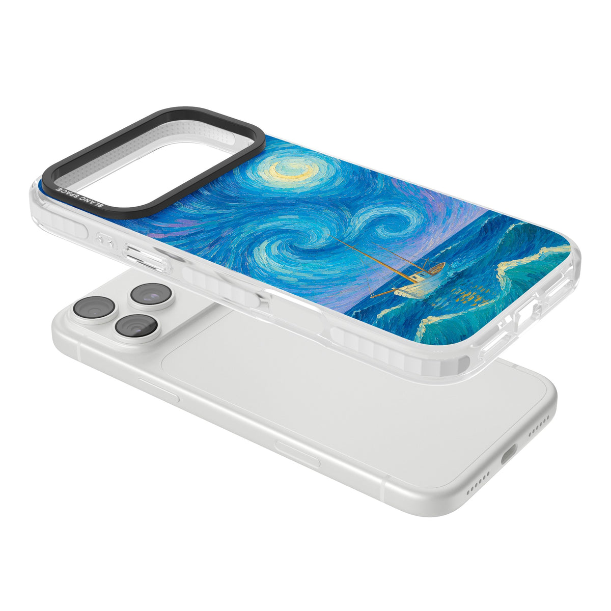 Moonlit Tide iPhone 18 Pro Max Impact Clear Phone Case angled