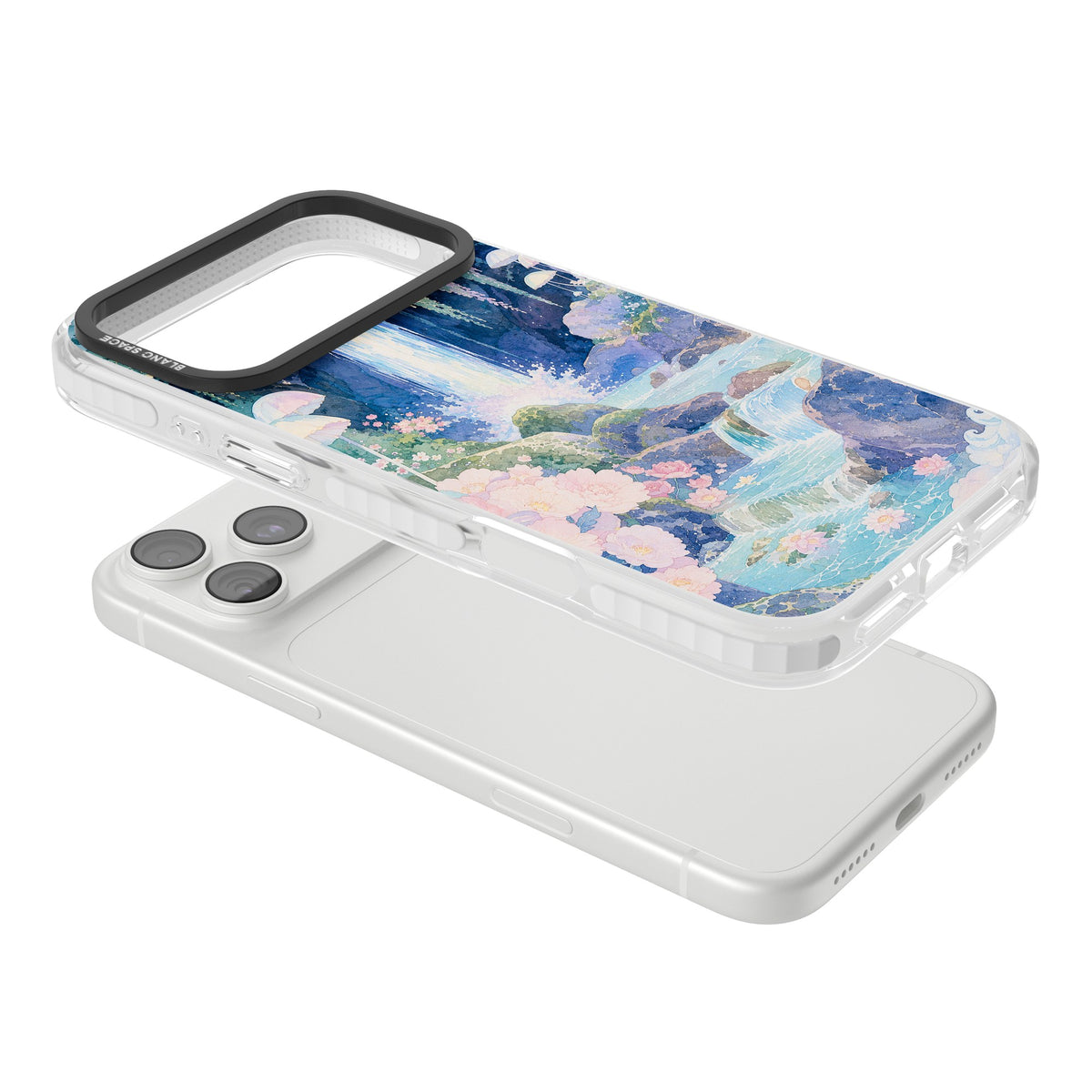 Mystic Waterfall iPhone 18 Pro Max Impact Clear Phone Case angled