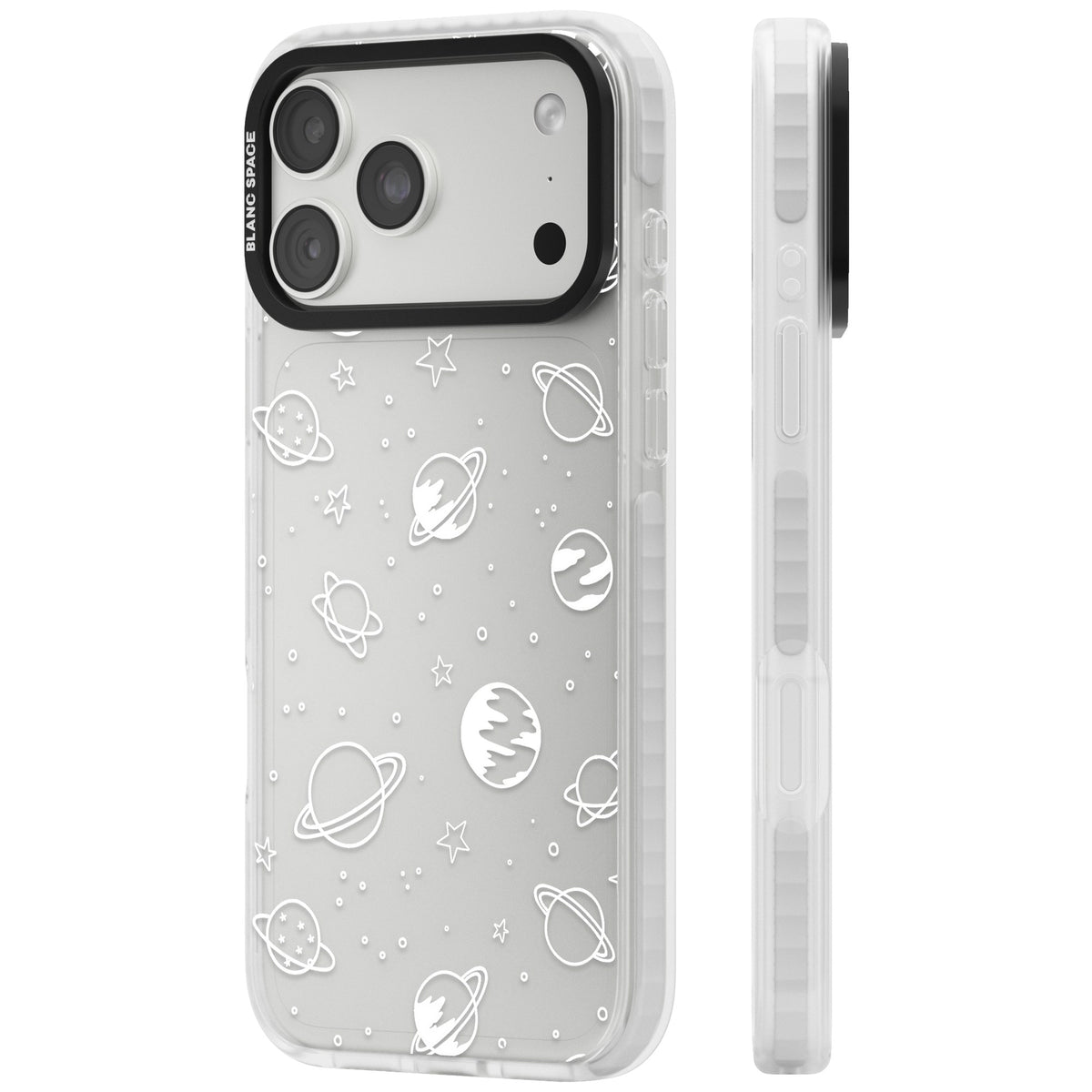 White Cosmic iPhone 18 Pro Max Impact Clear Phone Case side