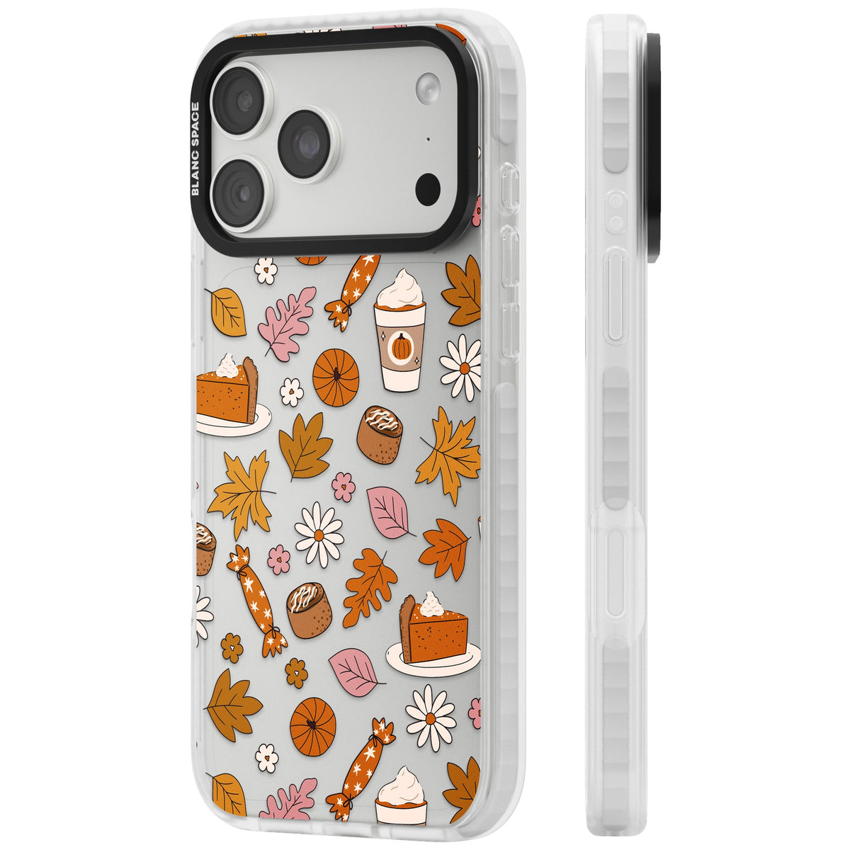 Pumpkin Spice iPhone 18 Pro Max Impact Clear Phone Case side