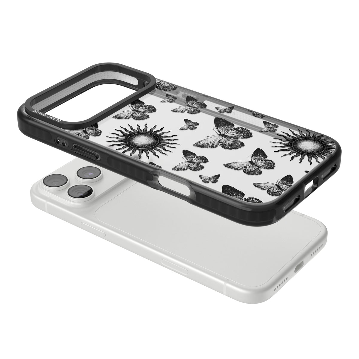Butterflies Suns iPhone 18 Pro Max Impact Black Phone Case angled