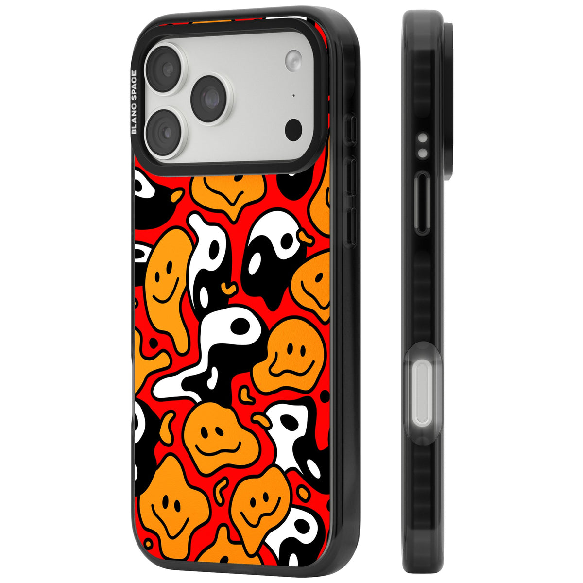 Yin Yang Acid Face iPhone 18 Pro Max Impact Black Phone Case side
