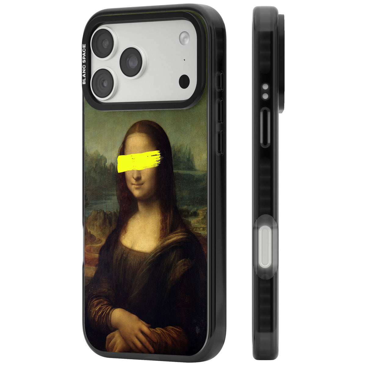 Vandaled Mona Lisa iPhone 18 Pro Max Impact Black Phone Case side