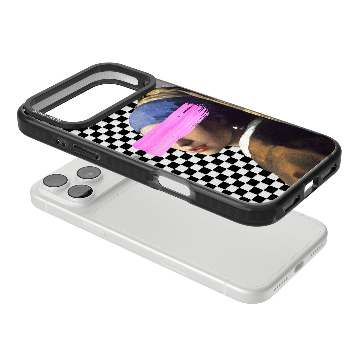 Abstract Pearl Girl iPhone 18 Pro Max Impact Black Phone Case angled