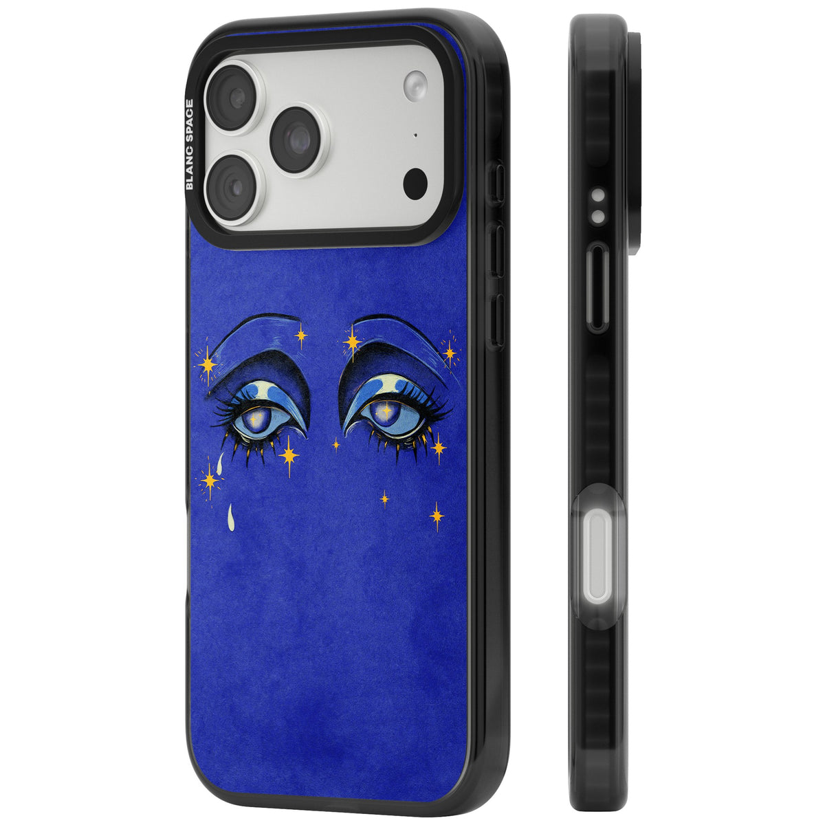Blue Mystic Eyes iPhone 18 Pro Max Impact Black Phone Case side