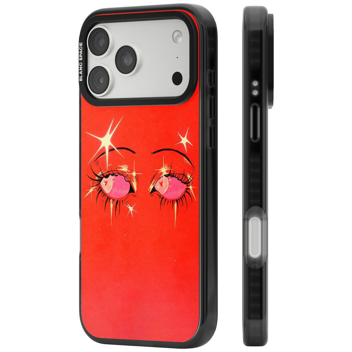 Pink Ethereal Eyes iPhone 18 Pro Max Impact Black Phone Case side