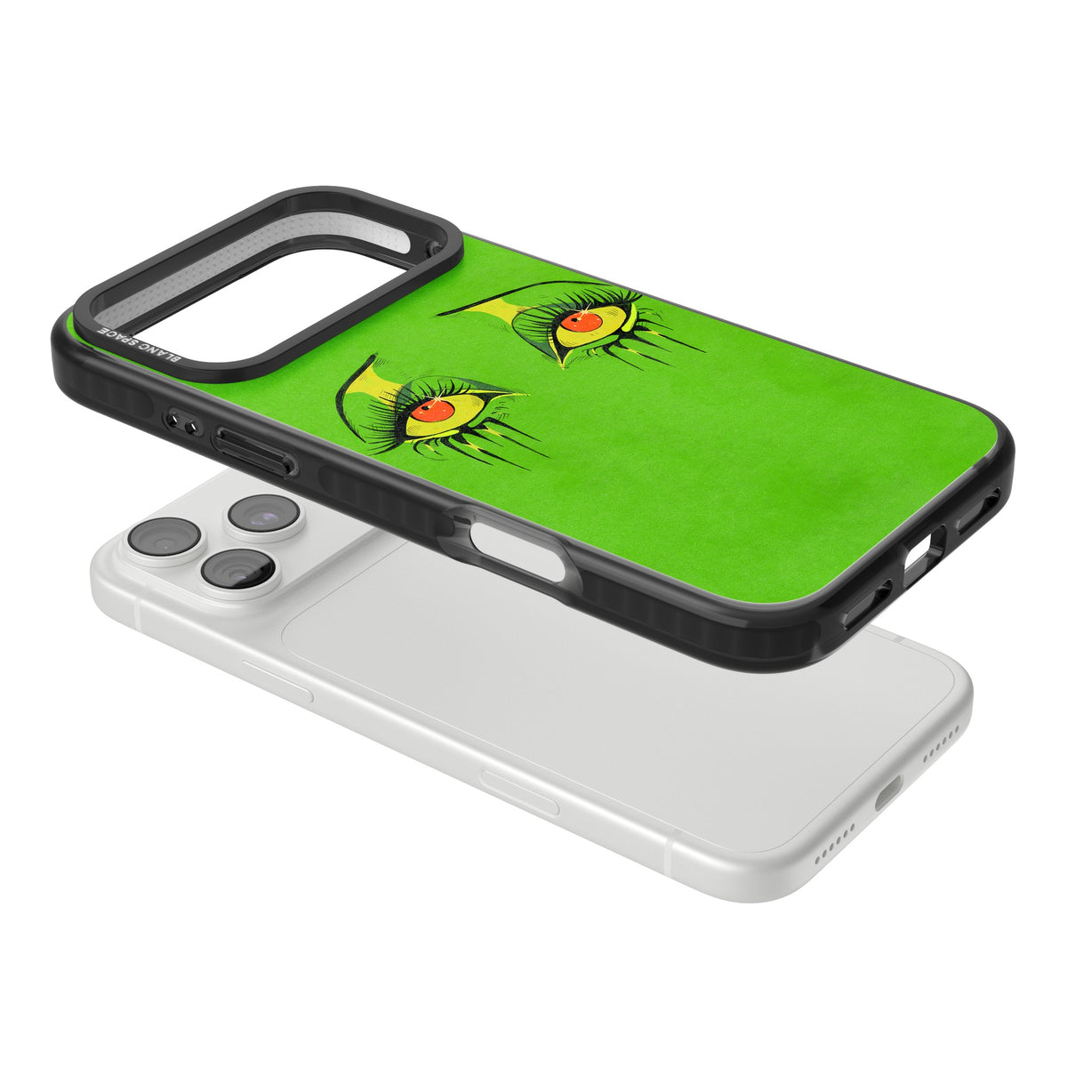 Green Enchanted Eyes iPhone 18 Pro Max Impact Black Phone Case angled