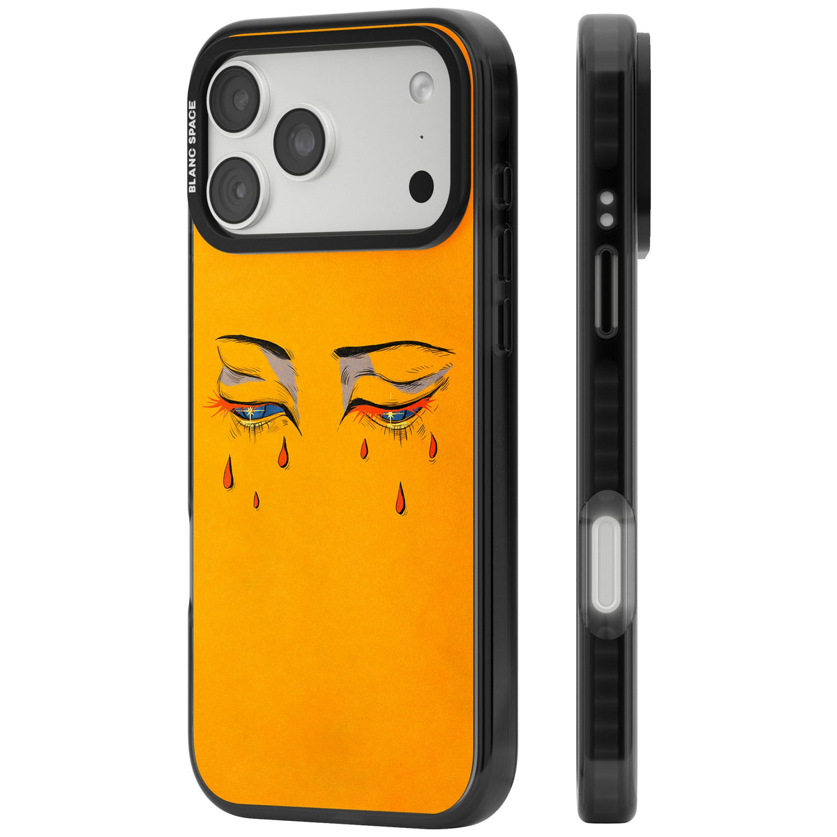 Yellow Tearful Eyes iPhone 18 Pro Max Impact Black Phone Case side