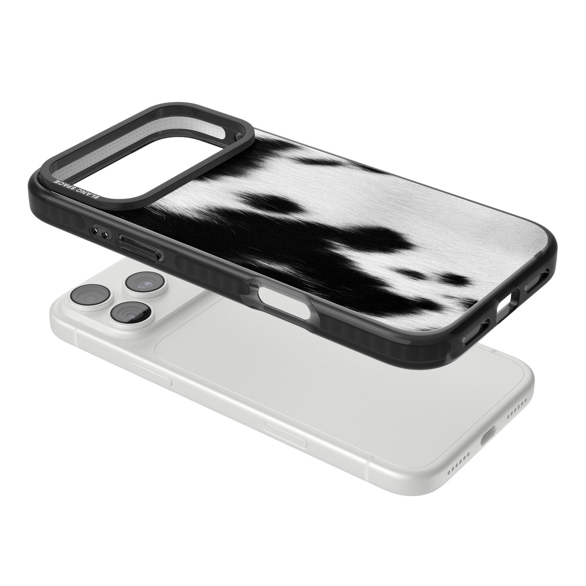 Cowhide iPhone 18 Pro Max Impact Black Phone Case angled