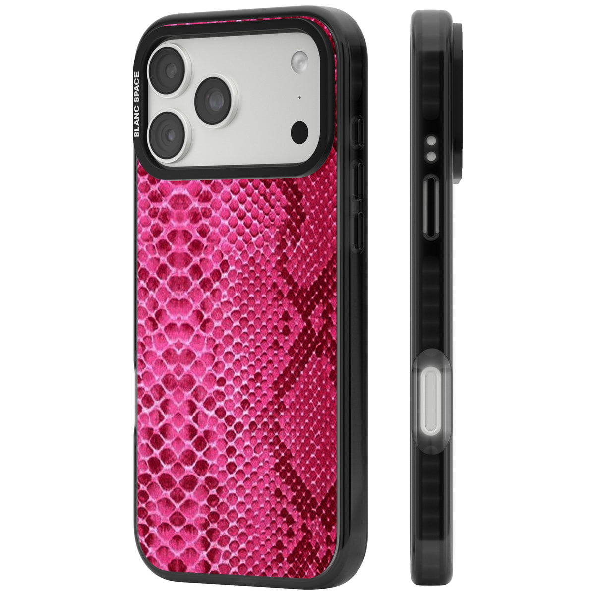 Pink Snakeskin iPhone 18 Pro Max Impact Black Phone Case side