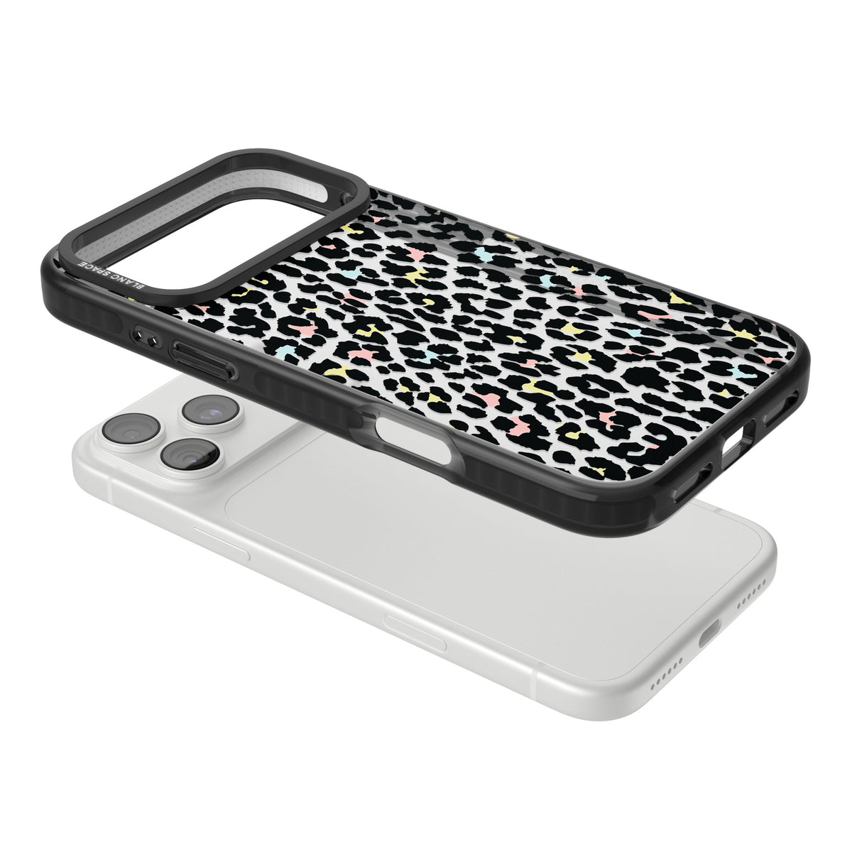 Sugar Leopard iPhone 18 Pro Max Impact Black Phone Case angled